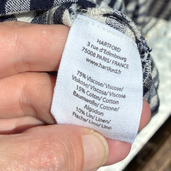 Hartford NWOT Rain Woven Dress, Blue Gingham, French Size 3 Large, Bell Sleeves - Picture 8 of 10